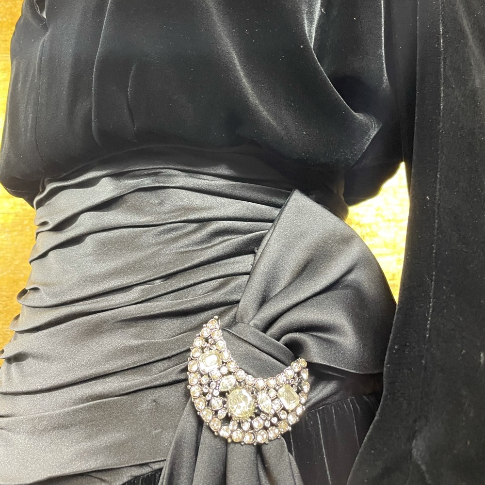 AJ BARI Vintage Velvet Blackout Silver Moon Dress - Picture 3 of 15